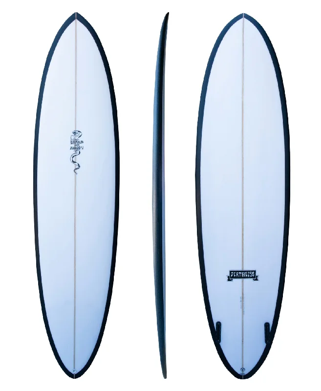 surfboard footstraps for fast and responsive surfing-DEATHLESS 'SNAKE & ANNOY' TWIN FIN SURFBOARD