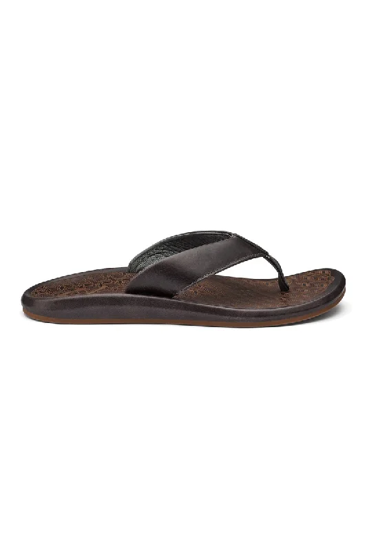 Olukai 'Ilikai Leather Sandal - Charcoal