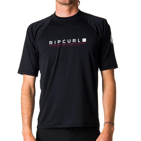 RIP CURL MENS SHOCKWAVE RELAXED S/S UVT Black UV50+