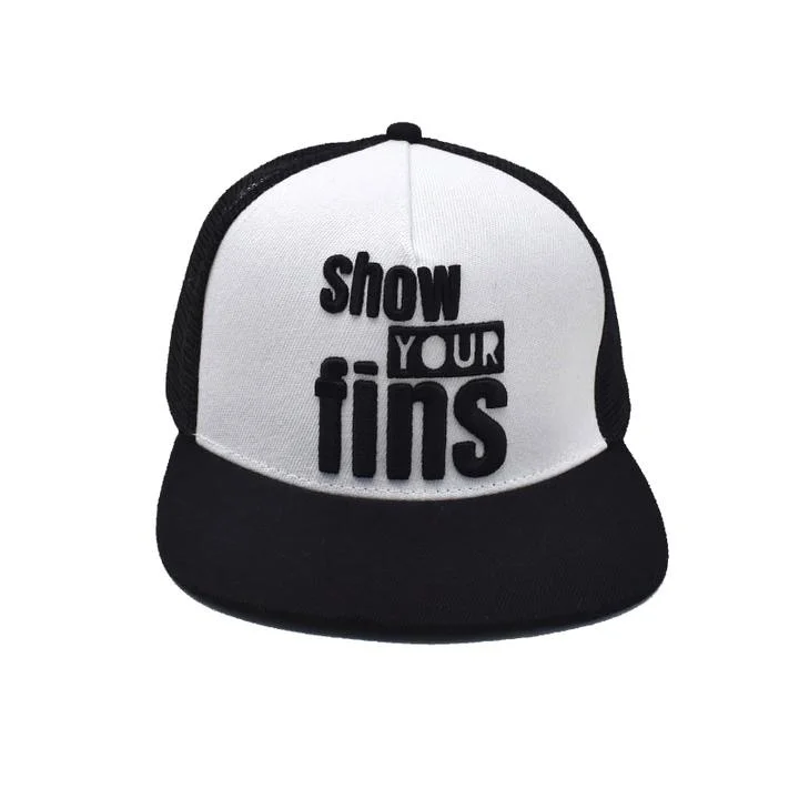 footstraps for enhanced grip and comfort-Show Your Fins Flat Bill Trucker Hat - Black