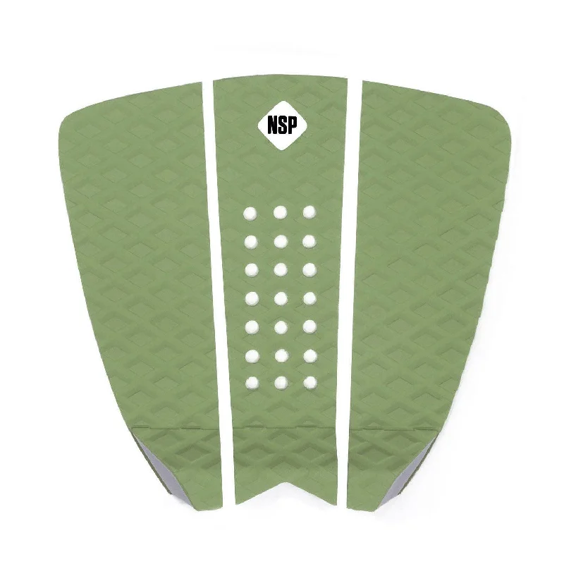 premium surf pads for serious surfers-NSP 3 Piece Recycled Traction Tail Pad Moss Green