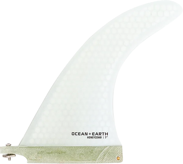 surfboard footstraps with easy attachment-O&E Honeycomb Single Fin 7" White Surfboard FIN