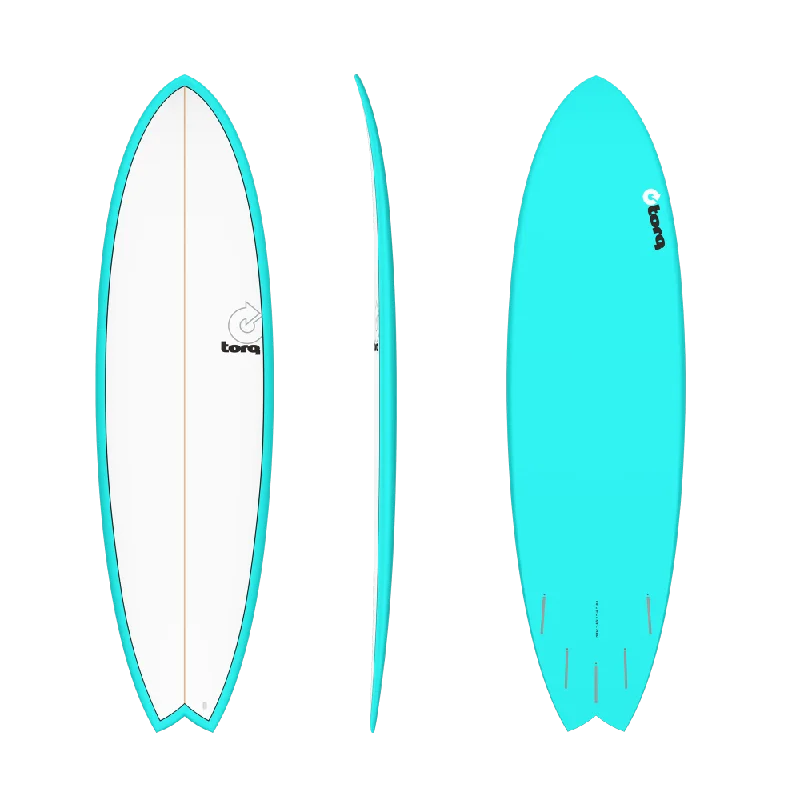 best surfboards for all-around use-5'11 TORQ FISH PINLINE MIAMI BLUE/WHITE DECK 20 3/8” x 2 1/2” 33.2L FUTURES