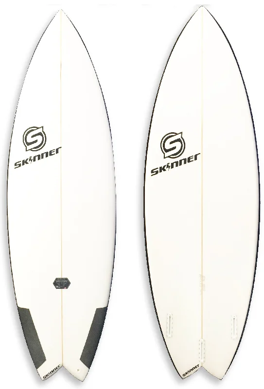 footstraps for improved riding posture-SOLD Skinner Double Trouble Performance Twin Fin+ Surfboard 5'10 x 21" x 2 5/8" 33.3 Liters