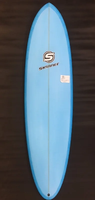 footstraps for secure and tight fit-SOLD Skinner Surfboards 6'8 x 21" x 2.65" Single Fin Egg Rd Pin Poly Resin Tint Blue  - 40.91 Liter